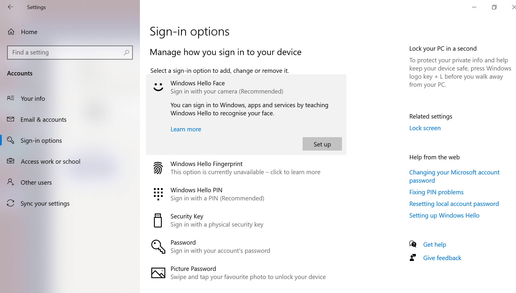 Moving away from passwords with Windows 10, Windows Hello for