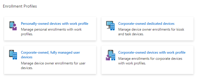 Android Enrollment Profiles screenshot