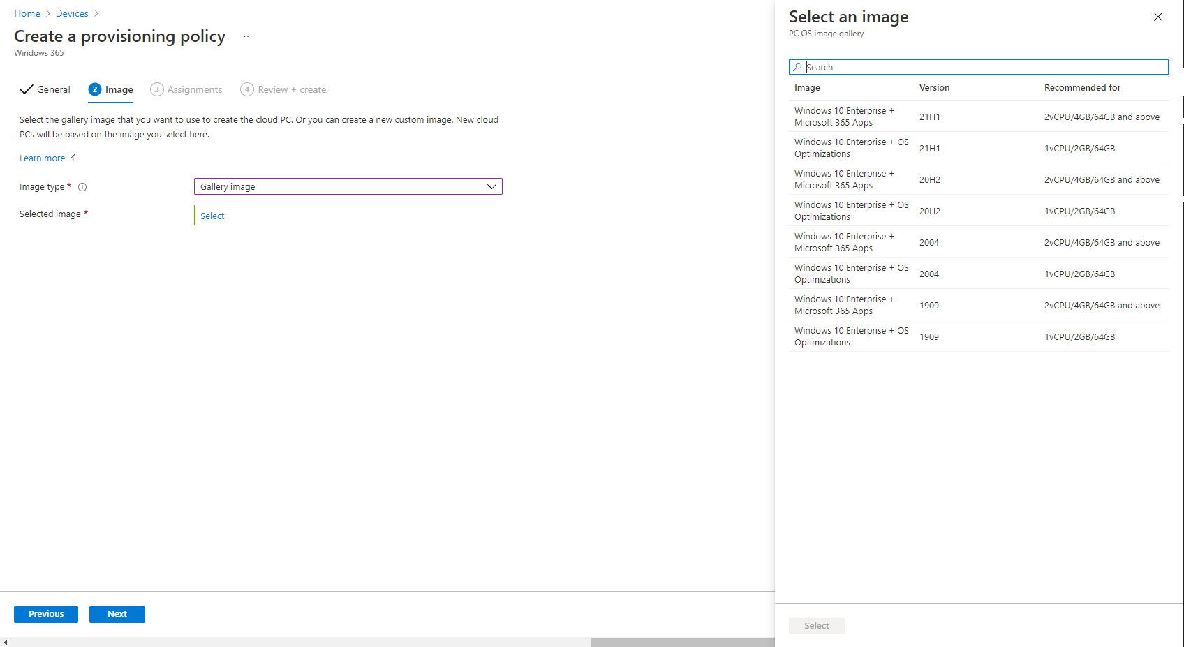 Selecting an image from the gallery in your provisioning profile