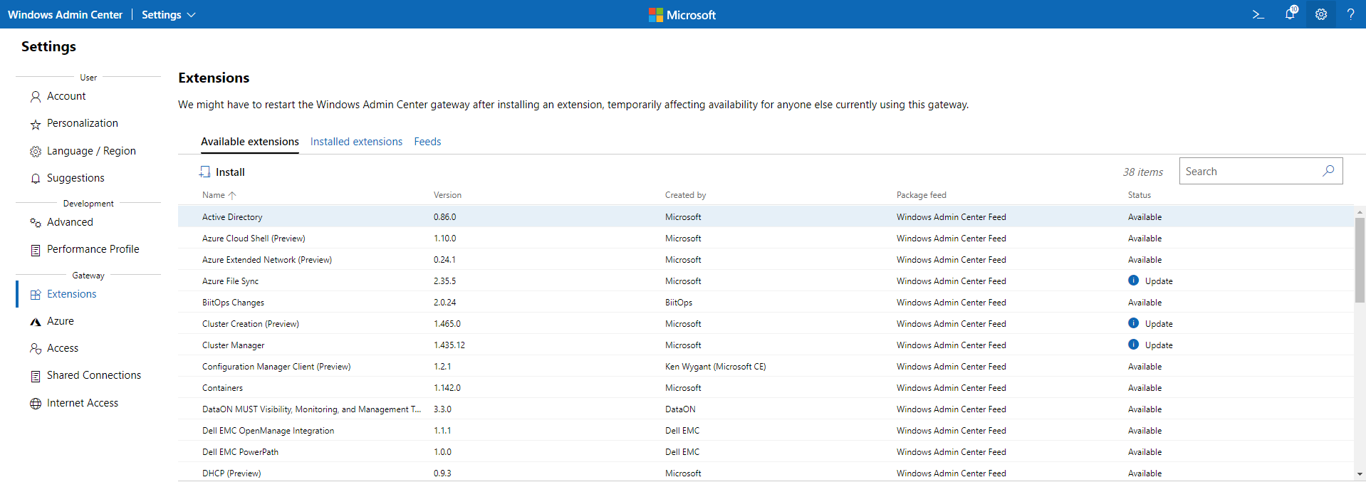 Windows Admin Centre