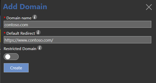 Screenshot of 'Add Domain' page